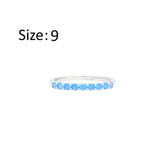 Asfour Crystal Eternity Ring With Aquamarine Round Stones In 925 Sterling Silver-RM0103-M-9